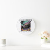 Cosmic Desert Aurora • Retro Western Night Sky Ronde Klok (Huis)