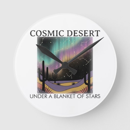 Cosmic Desert Aurora • Western Retro (NO NUMBERS) Ronde Klok (Voorkant)