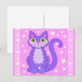 Cosmic Design Cat Stars Cartoon Art Briefkaart Roz (Voorkant / Achterkant)