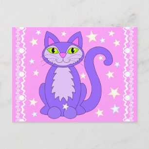 Cosmic Design Cat Stars Cartoon Art Briefkaart Roz