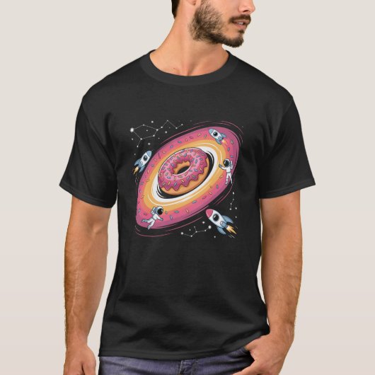 Cosmic Donut Space Black Hole Funny Rocket Sci-Fi T-shirt (Voorkant)