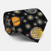 Cosmic doodle black stropdas (Opgerold)