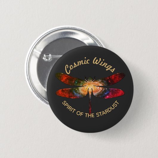 Cosmic Dragonfly • Galaxy Wings & Nebula Trails Ronde Button 5,7 Cm (Voorkant /achterkant)