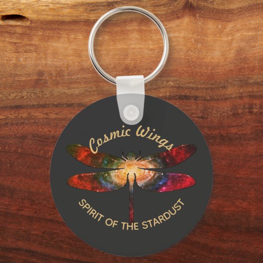 Cosmic Dragonfly • Galaxy Wings & Nebula Trails Sleutelhanger (Voorkant)