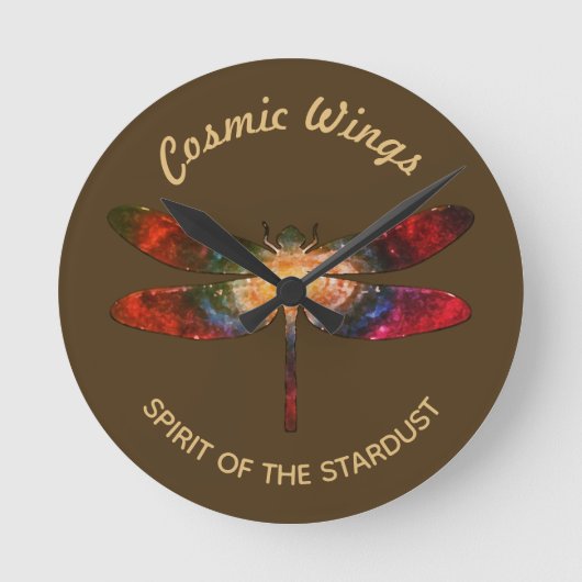 Cosmic Dragonfly • Galaxy Wings (NO NUMBERS) Ronde Klok (Voorkant)