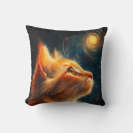 Cosmic Dreamer | Ginger Cat Stargazing Kussen