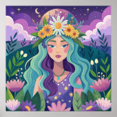 Cosmic Dreamer Illustrated Fantasy Beauty Poster (Voorkant)