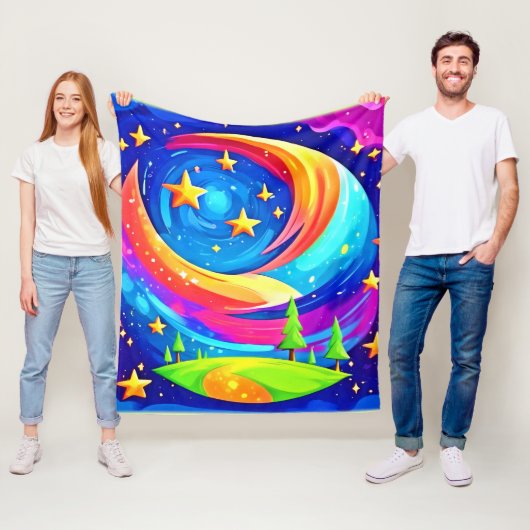 Cosmic Dreamscape: een hemels avontuur Fleece Deken (In situ)
