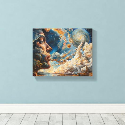 Cosmic Dreamscape Surreal Wall Art Canvas Afdruk (Insitu (Houten vloer))