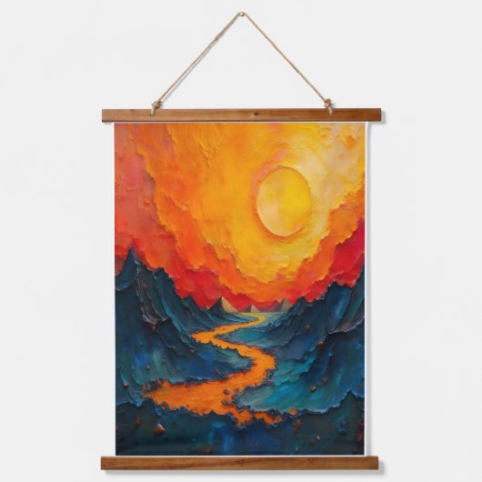 Cosmic Drift — Abstract Gold & Teal Canvas Art Hangend Wandkleed (Voorkant)