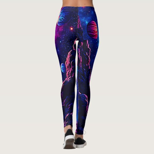 Cosmic Dripping Planet Art Leggings (Achterkant)