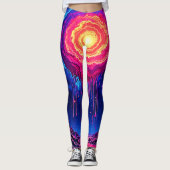 Cosmic Dripping Planet Art Leggings (Voorkant)