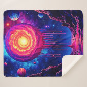 Cosmic Dripping Planet Art Sherpa Deken (Voorkant (horizontaal))