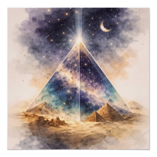 Cosmic Egyptian Pyramid art, Ancient Egypt Perfect Poster (Voorkant)
