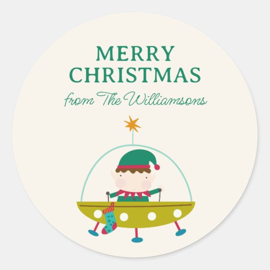 Cosmic Elf Space Christmas Holiday Personalized  Ronde Sticker (Voorkant)