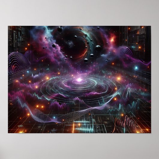 Cosmic Energy Waves And Pulses Sci-fi Space Poster (Voorkant)