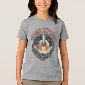 Cosmic Explorer Rocket Ship Future Space  Tri-Blend Shirt (Voorkant)