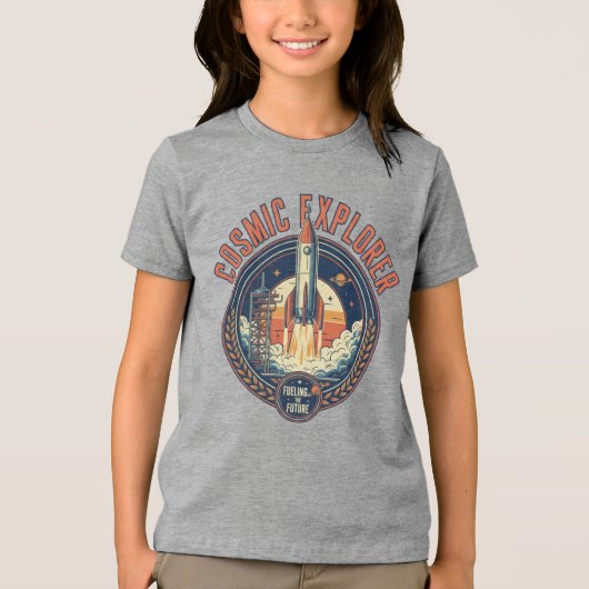 Cosmic Explorer Rocket Ship Future Space  Tri-Blend Shirt (Voorkant)