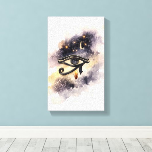 Cosmic Eye of Horus Ancient Egyptian Symbol Canvas Afdruk (Insitu (Houten vloer))