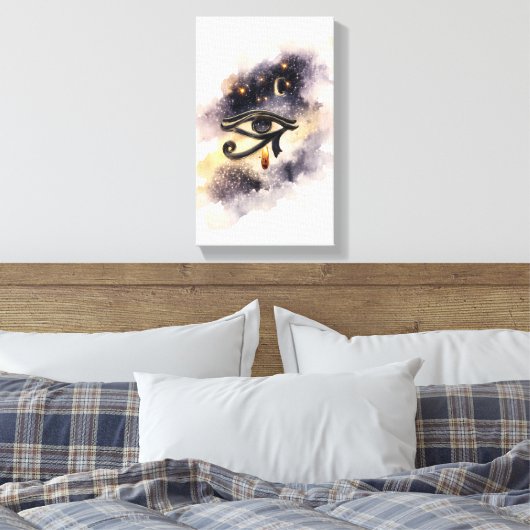 Cosmic Eye of Horus Ancient Egyptian Symbol Canvas Afdruk (Insitu (Slaapkamer))