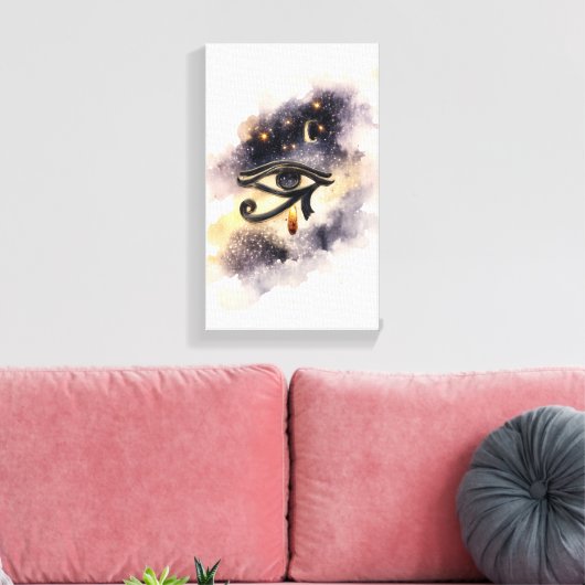 Cosmic Eye of Horus Ancient Egyptian Symbol Canvas Afdruk (Insitu (Woonkamer))