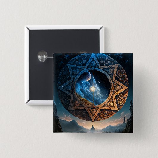 Cosmic Fantasy Space Landscape Button (Voorkant /achterkant)
