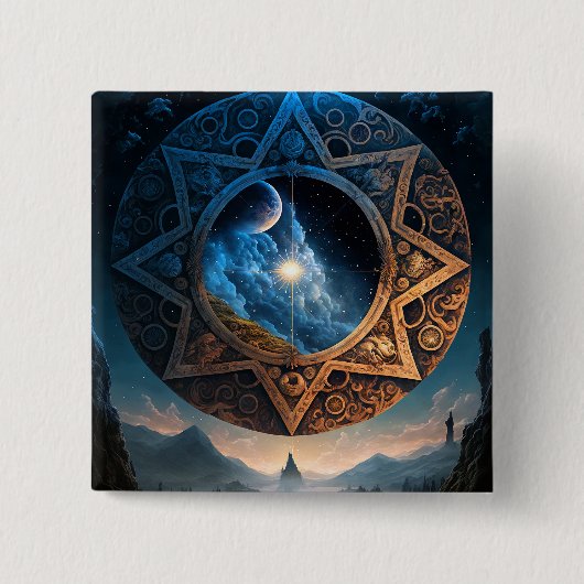 Cosmic Fantasy Space Landscape Button (Voorkant)