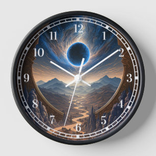 Cosmic Fantasy Space Landscape Clock