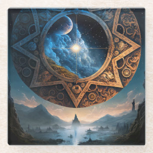 Cosmic Fantasy Space Landscape Glass Onderzetter Glazen Onderzetter