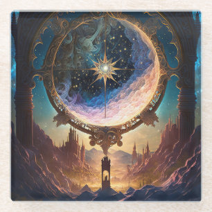 Cosmic Fantasy Space Landscape Glazen Onderzetter