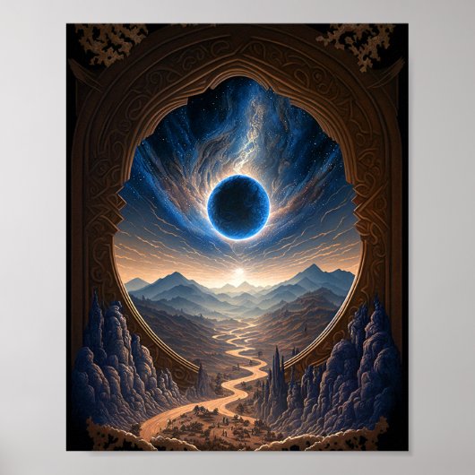 Cosmic Fantasy Space Landscape Poster (Voorkant)