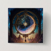 Cosmic Fantasy Space Landscape Vierkante Button 5,1 Cm (Voorkant)