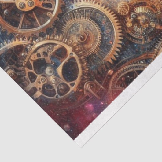 Cosmic Fantasy Steampunk Cat Decoupage Tissuepapier (Detail)