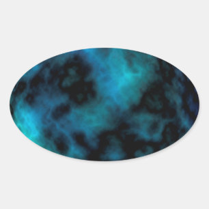 Cosmic Faux Blue Marmer Ovale Sticker