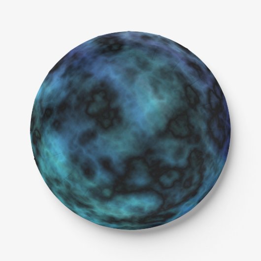 Cosmic Faux Blue Marmer Papieren Bordje (Voorkant)
