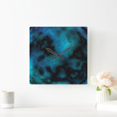 Cosmic Faux Blue Marmer Vierkante Klok (Huis)