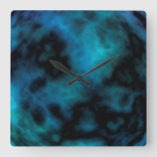Cosmic Faux Blue Marmer Vierkante Klok