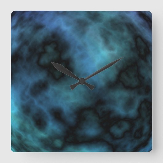 Cosmic Faux Blue Marmer Vierkante Klok (Voorkant)