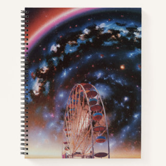 Cosmic Ferris Wheel Under a Neon Galaxy Notitieboek