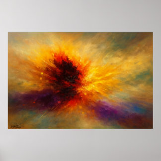 Cosmic Fireburst Abstract Explosion in Vivid Color Poster