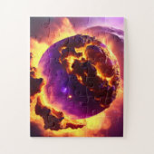 Cosmic Fires Oranje en Paars Close-up Nebula Legpuzzel (Verticaal)