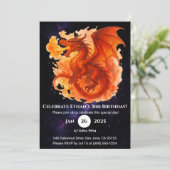 Cosmic Flame Dragon Verjaardagsuitnodiging Kaart (Staand voorkant)