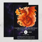 Cosmic Flame Dragon Verjaardagsuitnodiging Kaart (Voorkant / Achterkant)