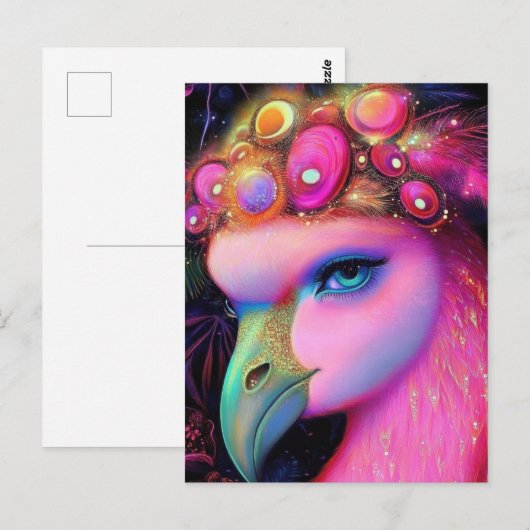 Cosmic Flamingo Queen Briefkaart (Voorkant / Achterkant)