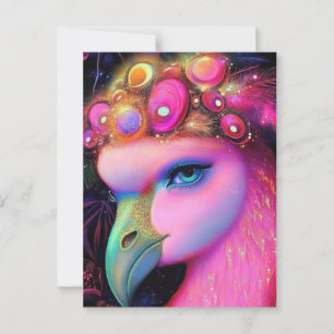 Cosmic Flamingo Queen Briefkaart