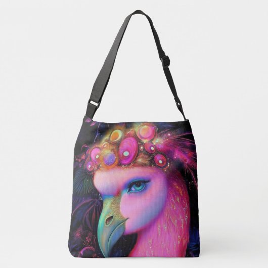 Cosmic Flamingo Queen Crossbody Tas (Achterkant)