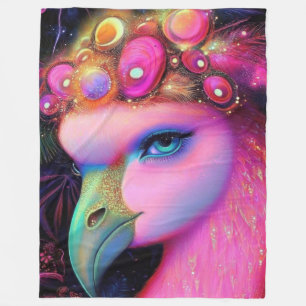 Cosmic Flamingo Queen Fleece Deken