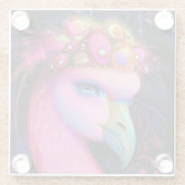 Cosmic Flamingo Queen Glazen Onderzetter (Achterkant)