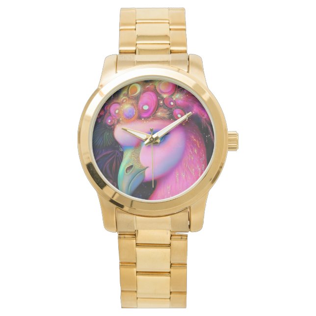 Cosmic Flamingo Queen Horloge (Voorkant)