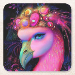 Cosmic Flamingo Queen Kartonnen Onderzetters
